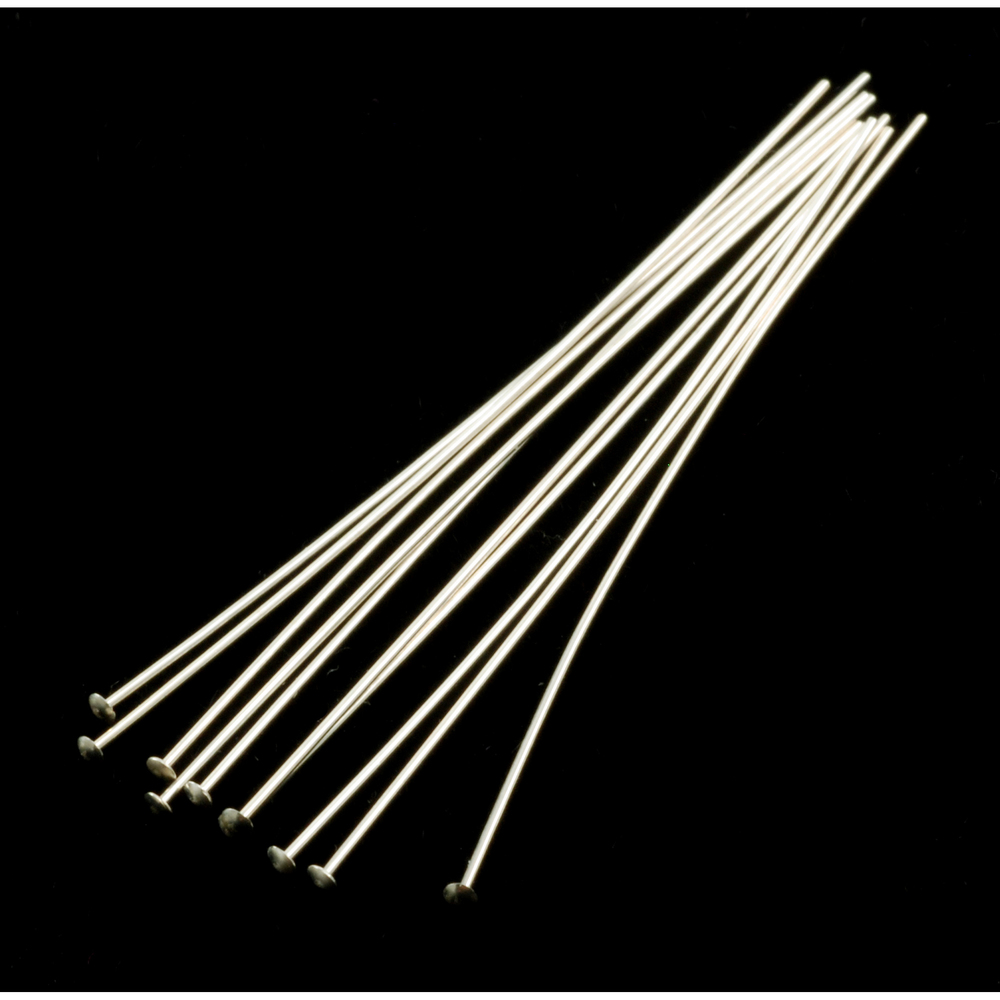 Rivets, Findings & Stringing Sterling Silver Head Pins 2" (51.5mm), 24 gauge pack of 10